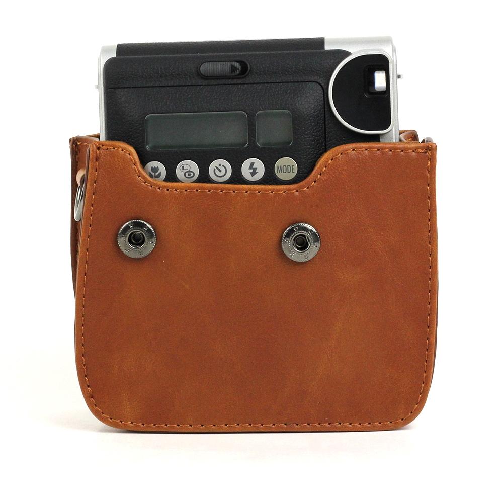 PU Leather Camera Protective bag for FUJIFILM Instax Mini 90 Camera, with Adjustable Shoulder Strap(Brown)