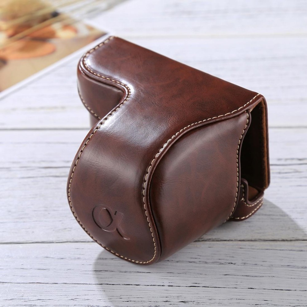 Full Body Camera PU Leather Case Bag with Strap for Sony A5100 / A5000 / NEX-3N (16-50mm / 40.5mm Lens)(Coffee)