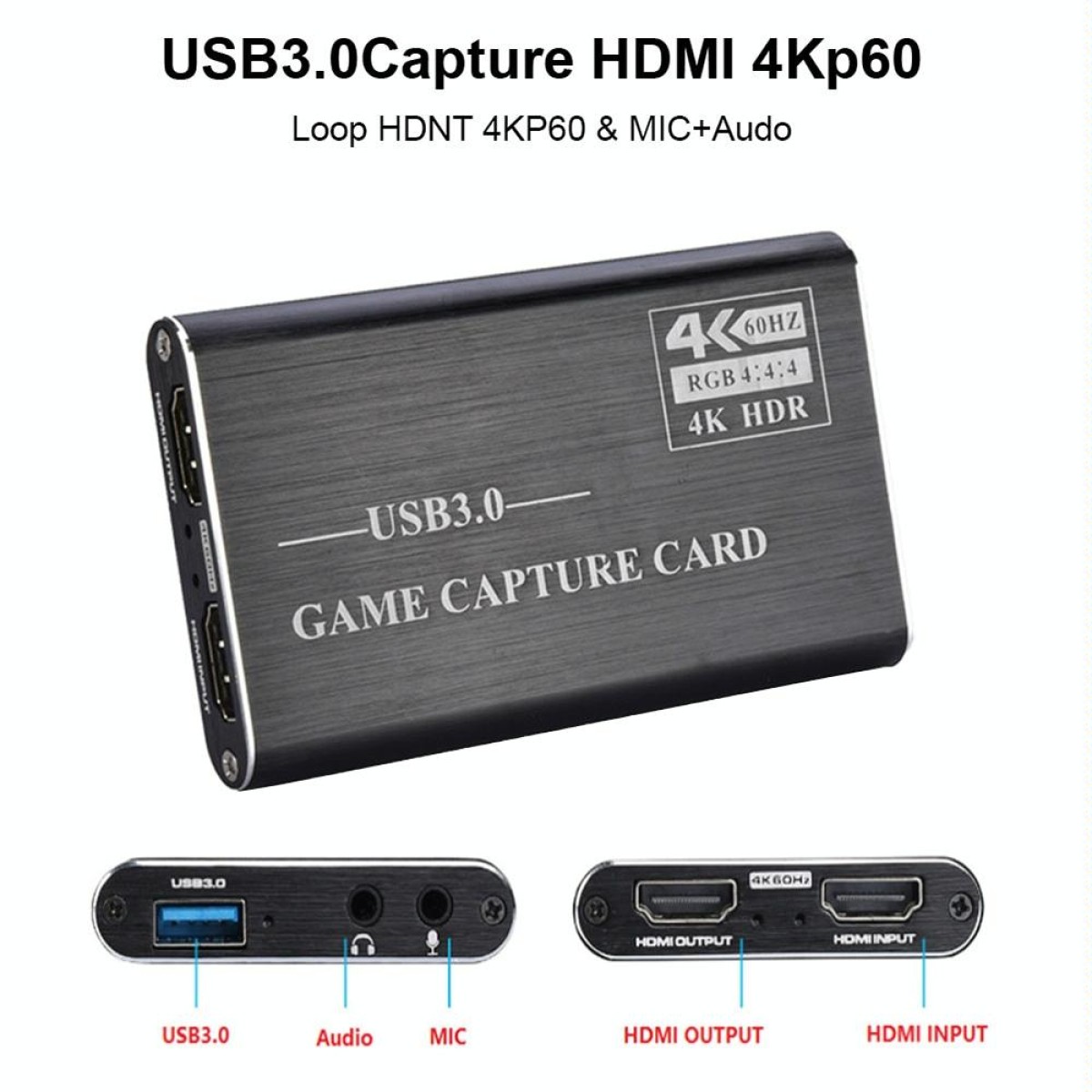 NK-S41 USB 3.0 to HDMI 4K HD Video Capture Card Device (Grey)