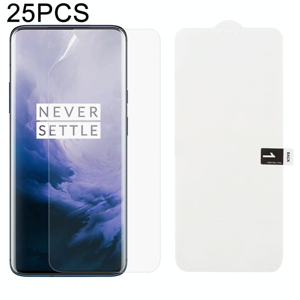 25 PCS Soft Hydrogel Film Full Cover Front Protector with Alcohol Cotton + Scratch Card for OnePlus 7 Pro
