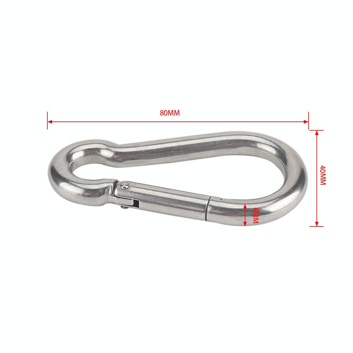 RV Trailer Spring Safety Rope Breakaway Cable, Safety Buckle Size:M8 x 80mm(Silver)