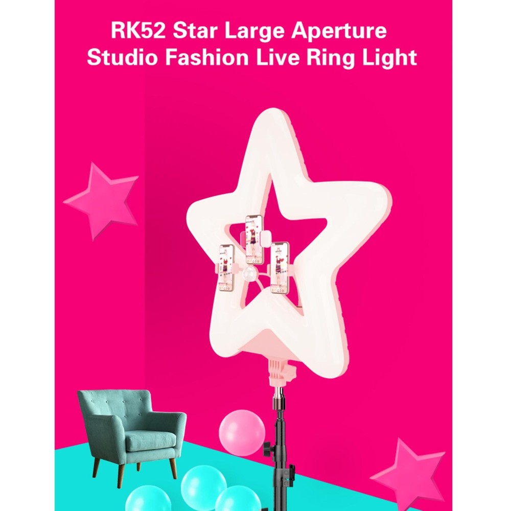 RK52 52cm Star Shape Live Broadcast Beauty Ring Selfie Fill Light without Tripod