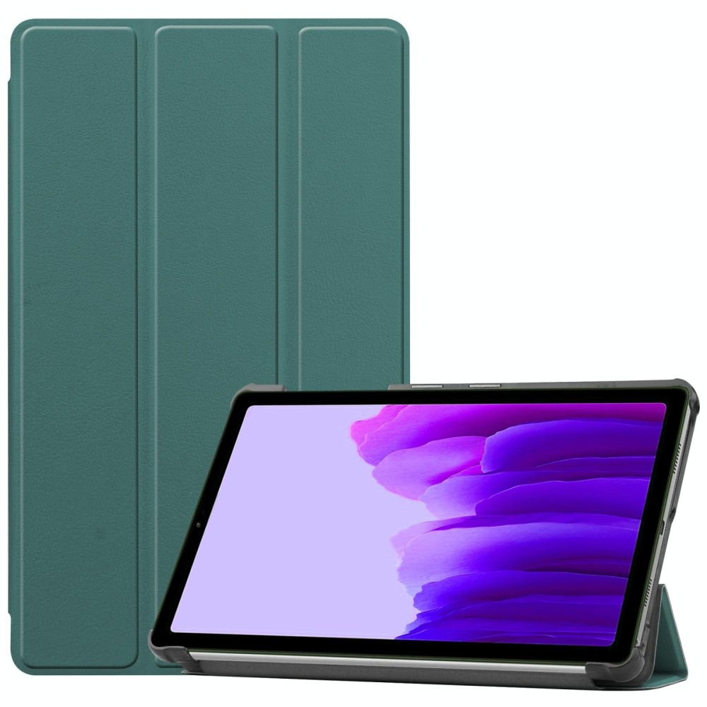 For Samsung Galaxy Tab A7 Lite T225 Custer Pattern Pure Color Horizontal Flip Leather Case with Three-folding Holder(Dark Green)