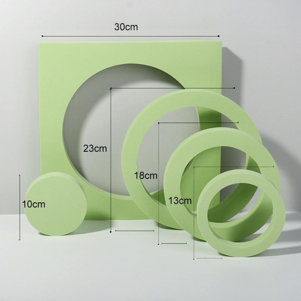 Round Combo Kits Geometric Cube Solid Color Photography Photo Background Table Shooting Foam Props (Green)