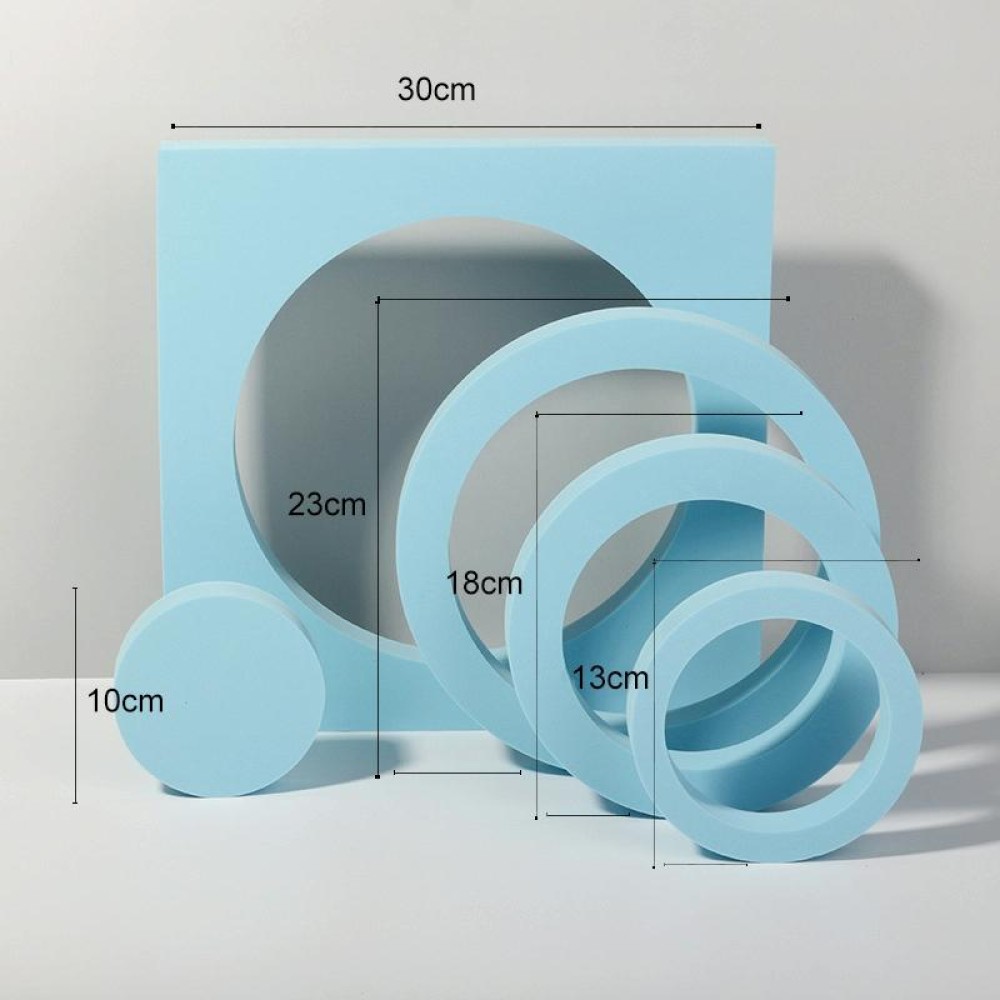 Round Combo Kits Geometric Cube Solid Color Photography Photo Background Table Shooting Foam Props (Light Blue)