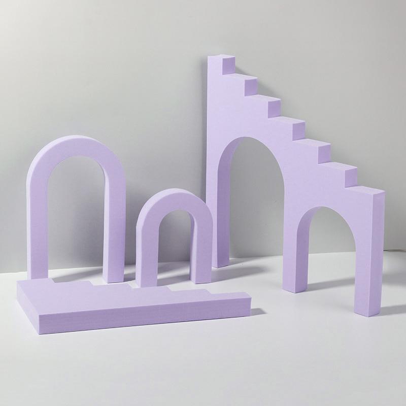 Ladder Combo Kits Geometric Cube Solid Color Photography Photo Background Table Shooting Foam Props (Purple)