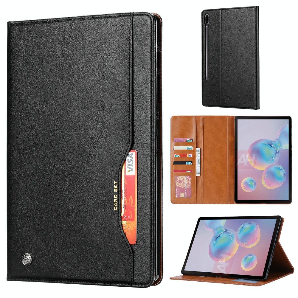 For Samsung Galaxy Tab S7 FE/S7 Lite/T730/T735/T736B Knead Skin Texture Horizontal Flip Leather Case with Photo Frame & Holder & Card Slots & Wallet(Black)