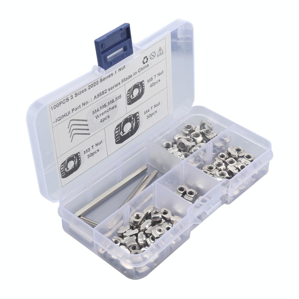 A5552 100 PCS European Standard T-shape Slide Nut with Wrench