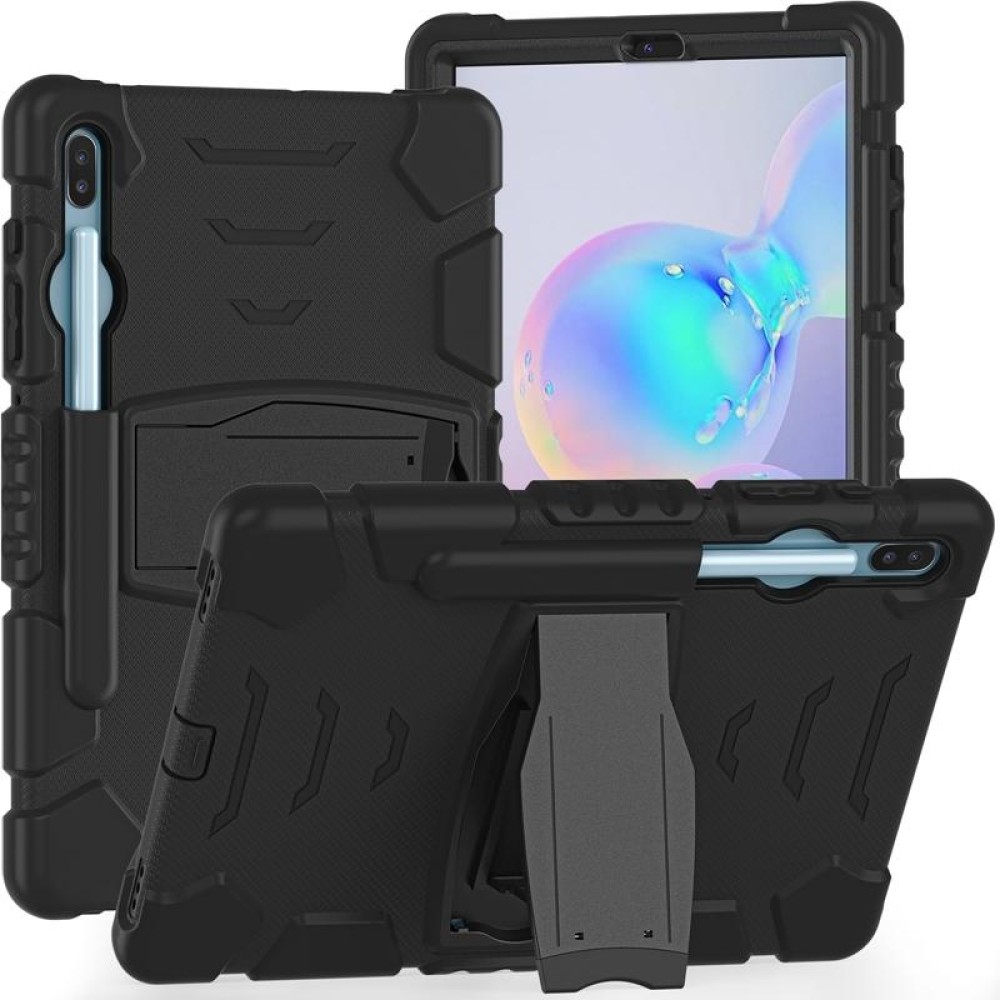 For Samsung Galaxy Tab S6 T860 3-Layer Protection  Screen Frame + PC + Silicone Shockproof Combination Case with Holder(Black+Black)