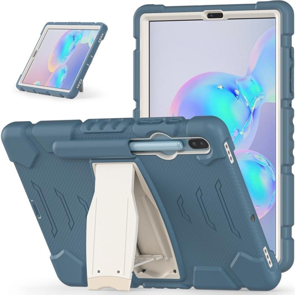 For Samsung Galaxy Tab S6 T860 3-Layer Protection  Screen Frame + PC + Silicone Shockproof Combination Case with Holder(Cornflower Blue)