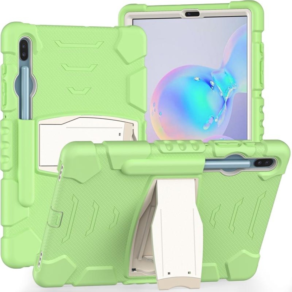 For Samsung Galaxy Tab S6 T860 3-Layer Protection  Screen Frame + PC + Silicone Shockproof Combination Case with Holder(Matcha Green)