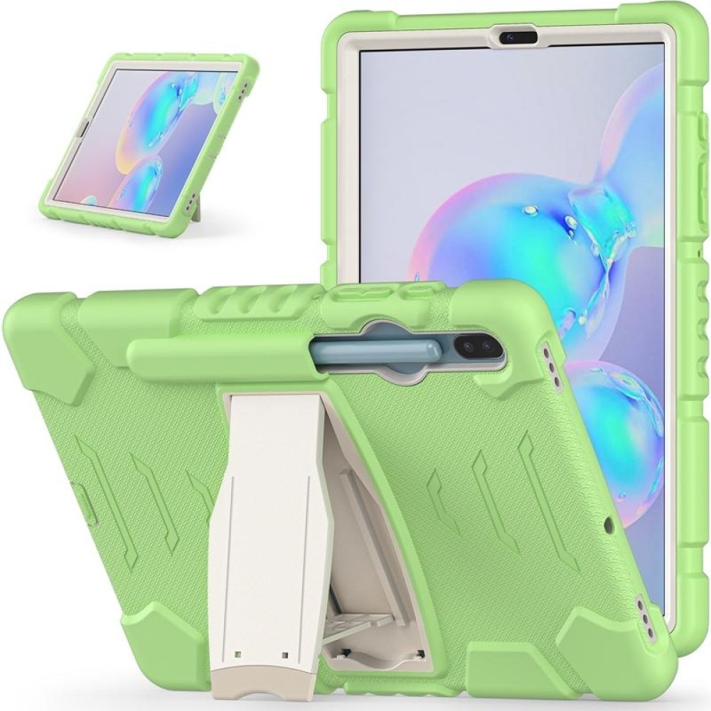 For Samsung Galaxy Tab S6 T860 3-Layer Protection  Screen Frame + PC + Silicone Shockproof Combination Case with Holder(Matcha Green)
