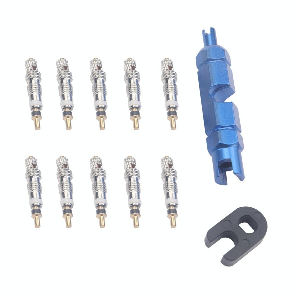 A5588 10 PCS Bicycle French Valve Core with Blue Disassembly Tool
