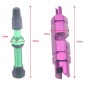 A5598 2 PCS 40mm Green French Tubeless Valve Core with Purple Disassembly Tool for Road Bike