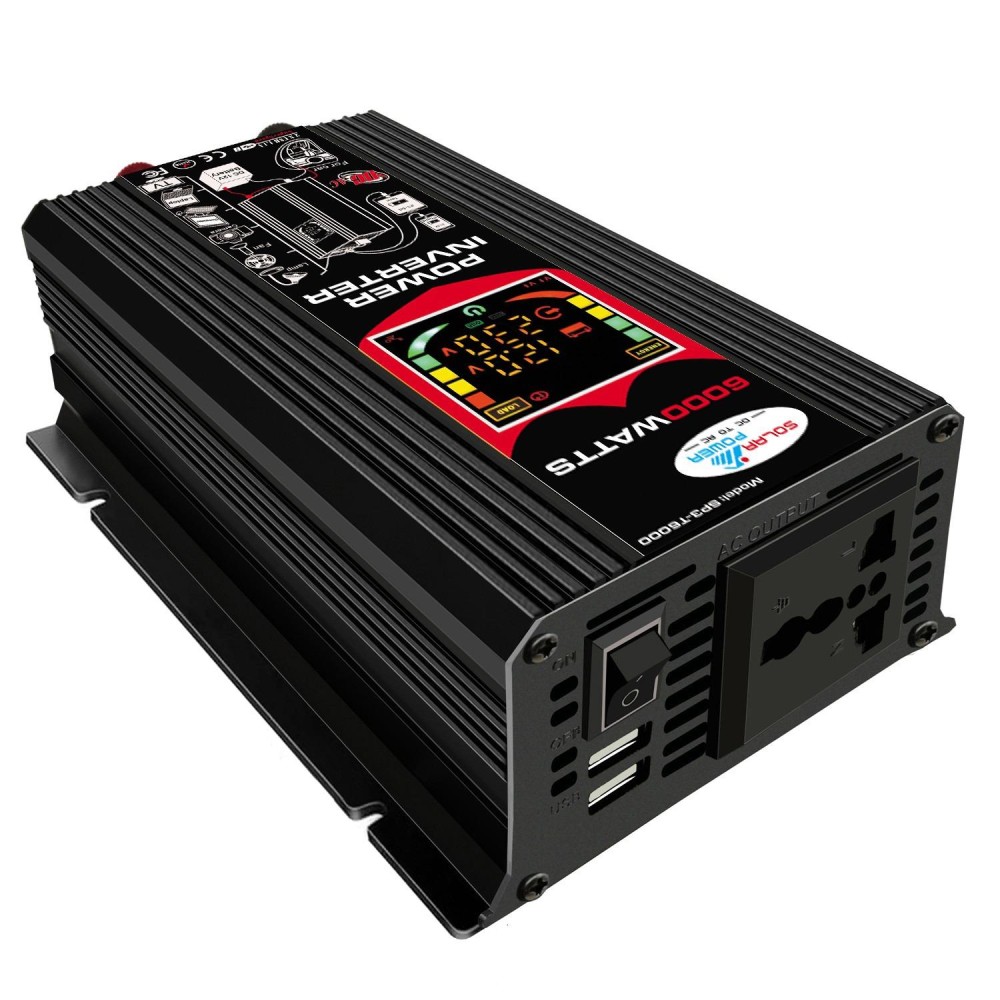 Tang III Generation 12V to 220V 6000W Car Power Inverter with LCD Display & Dual USB(Black)