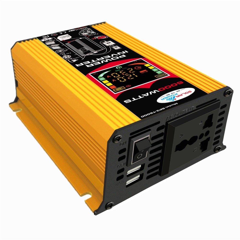 Tang III Generation 12V to 110V 6000W Car Power Inverter with LCD Display & Dual USB(Yellow)