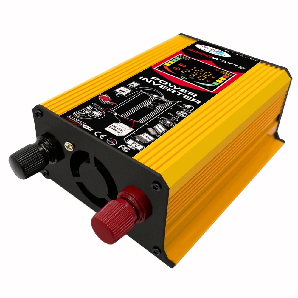 Tang III Generation 12V to 110V 6000W Car Power Inverter with LCD Display & Dual USB(Yellow)