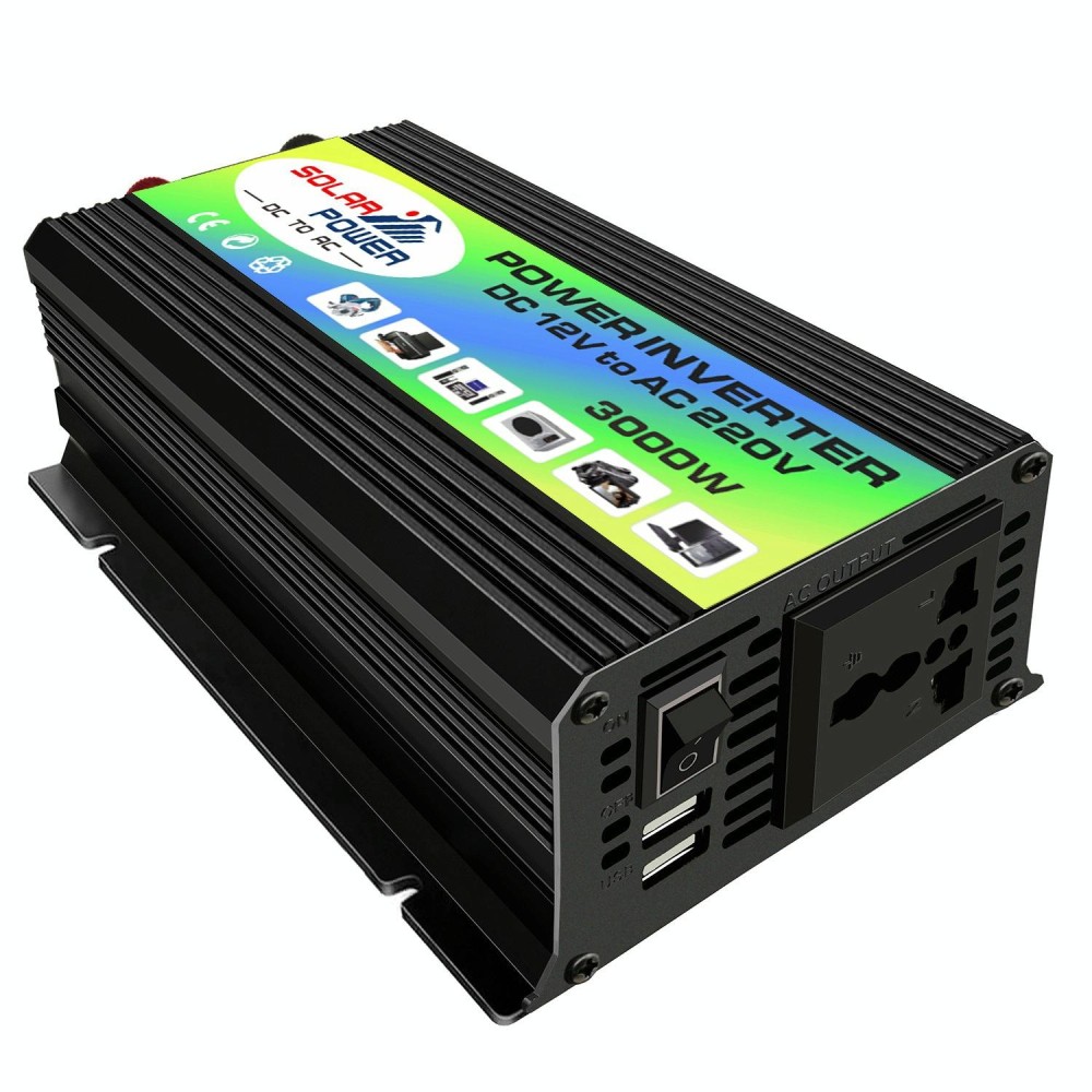 Tang I Generation 12V to 110V 3000W Intelligent Car Power Inverter with Dual USB(Black)
