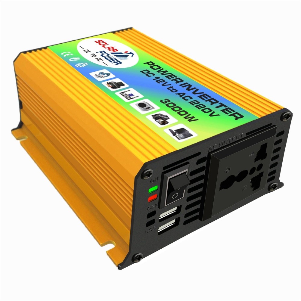Tang I Generation 12V to 110V 3000W Intelligent Car Power Inverter with Dual USB(Yellow)