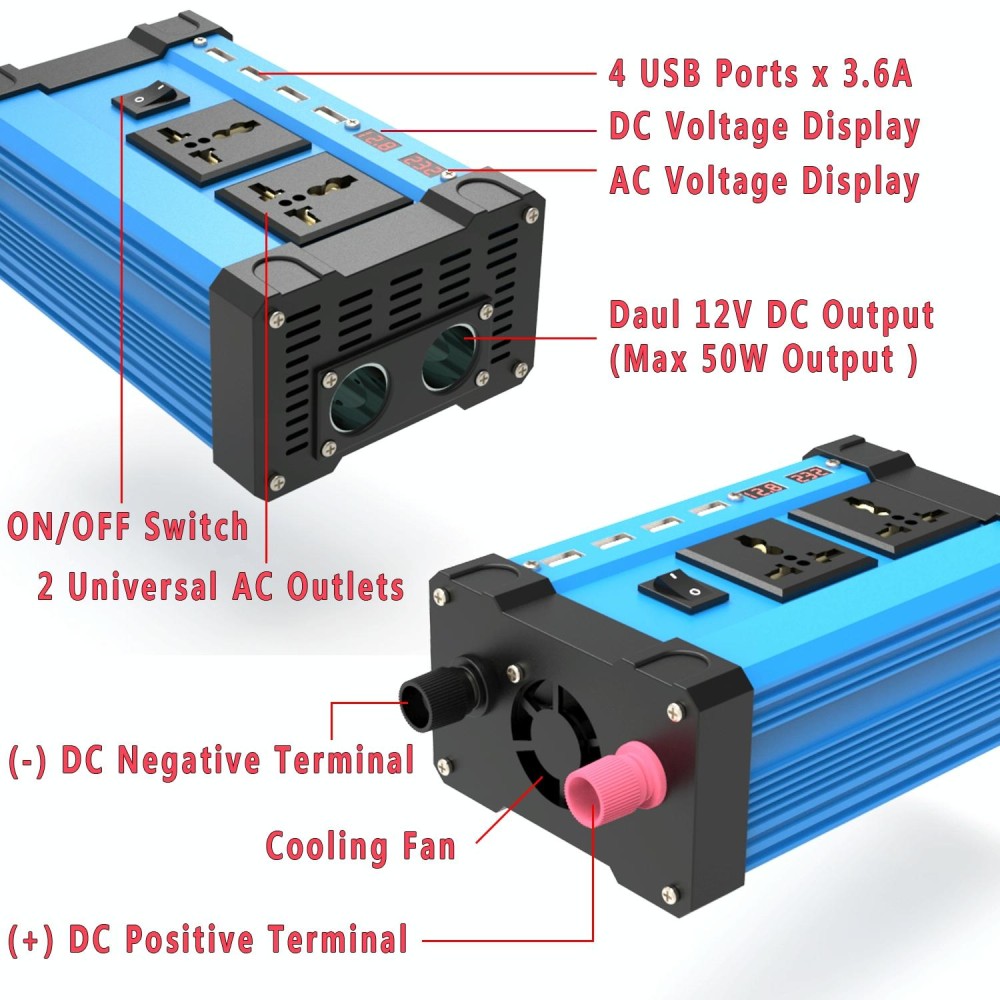 12V to 110V 600W Car Power Inverter