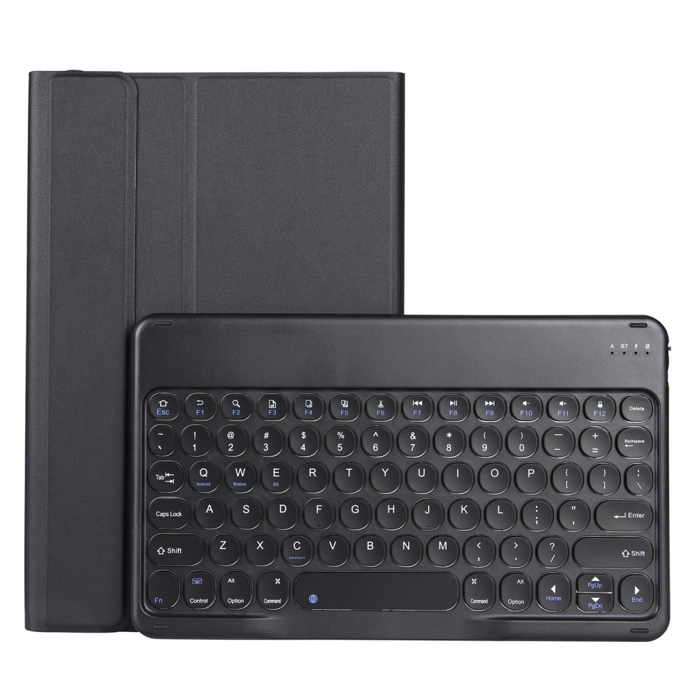 For Lenovo Pad Pro 11.5 inch 2021 TB-J716F / Tab P11 Pro 11.5 inch TB-J706F YAM13 Lambskin Texture Detachable Round Keycap Bluetooth Keyboard Leather Tablet Case with Holder(Black)