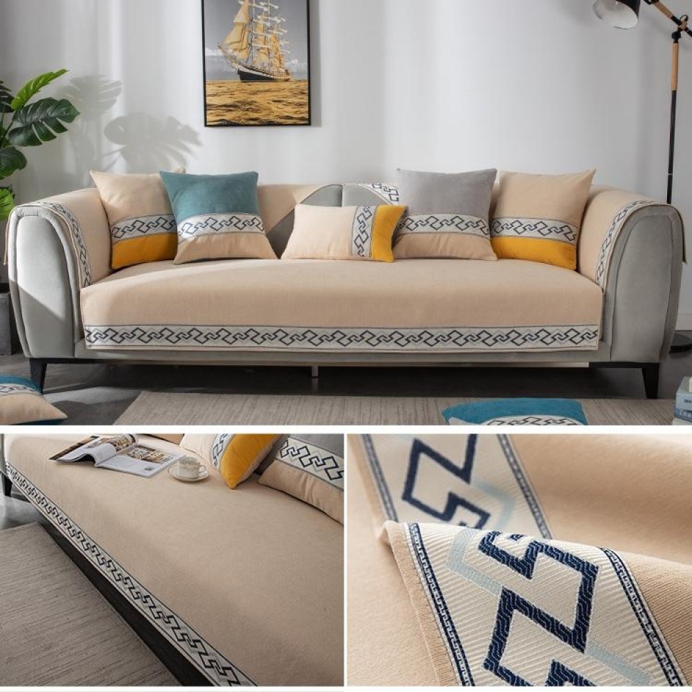 Four Seasons Universal Chenille Non-slip Full Coverage Sofa Cover, Size:110x240cm(Spruce Beige)