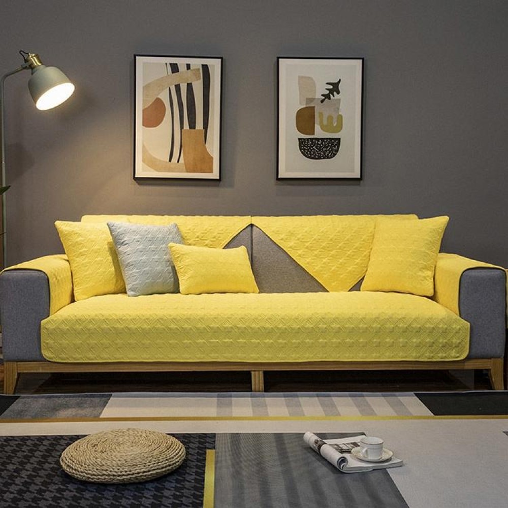 Four Seasons Universal Simple Modern Non-slip Full Coverage Sofa Cover, Size:70x180cm(Houndstooth Yellow)
