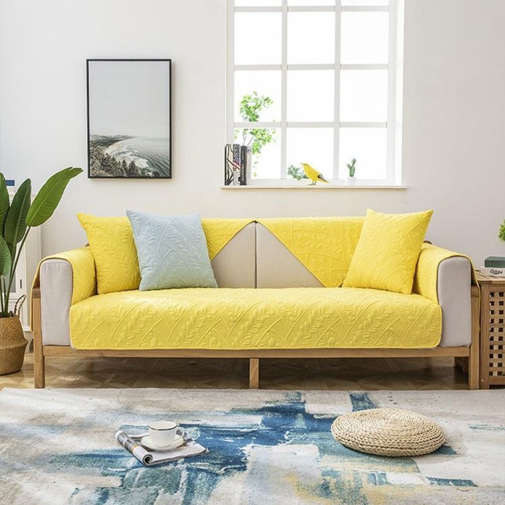 Four Seasons Universal Simple Modern Non-slip Full Coverage Sofa Cover, Size:90x90cm(Feather Dream Yellow)