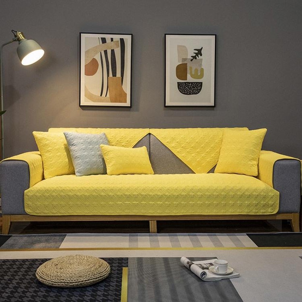 Four Seasons Universal Simple Modern Non-slip Full Coverage Sofa Cover, Size:90x90cm(Houndstooth Yellow)