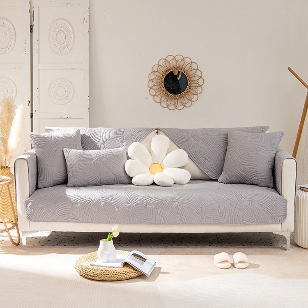 Four Seasons Universal Simple Modern Non-slip Full Coverage Sofa Cover, Size:110x110cm(Banana Leaf Grey)