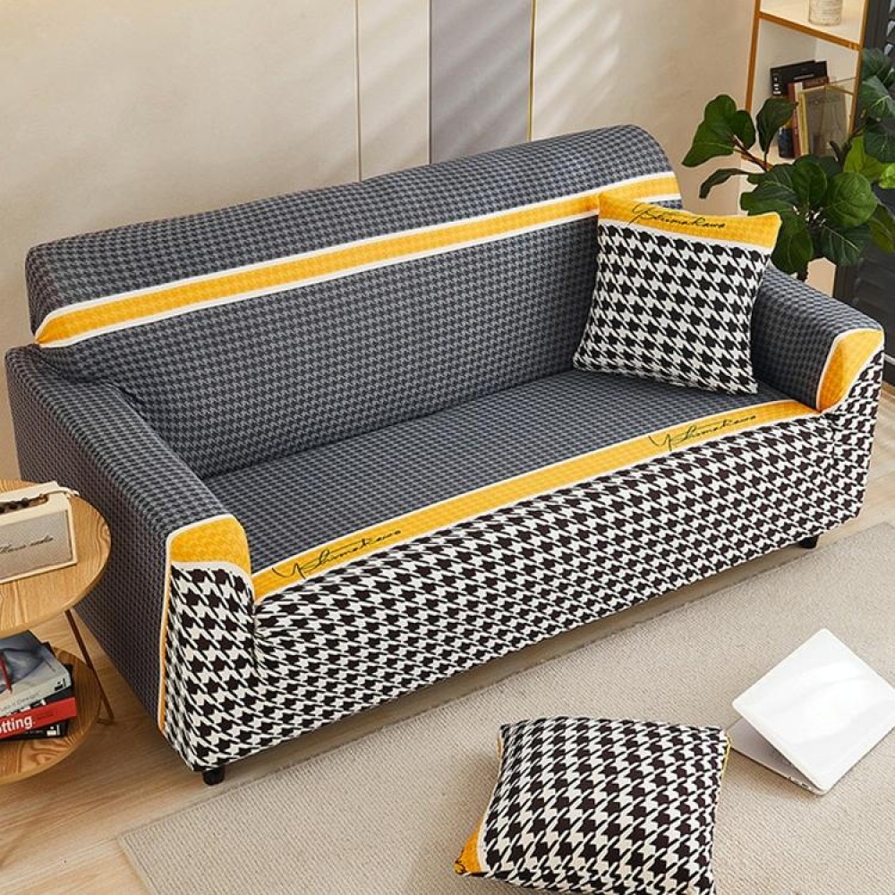 Double Seat Four Seasons Full Coverage Elastic Non-slip Sofa Cover(Houndstooth)