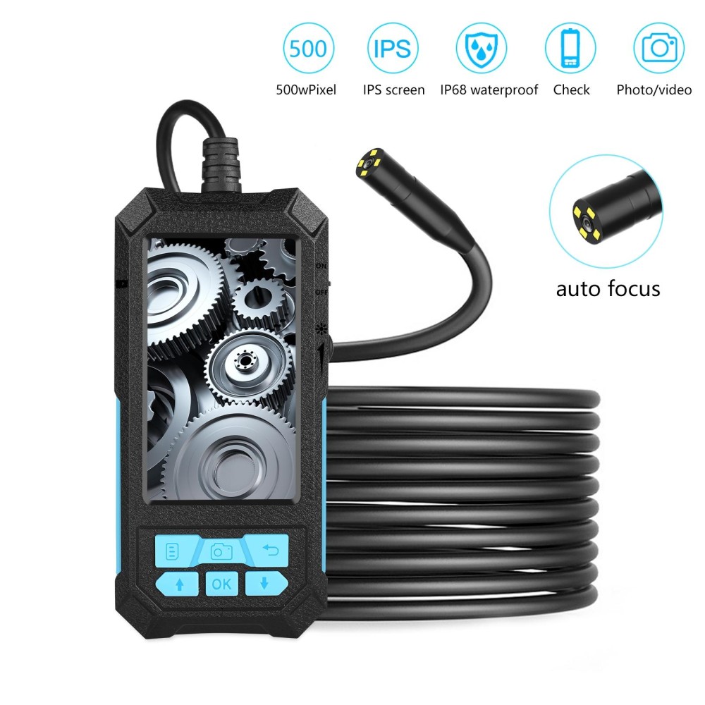 P90 11mm 4.5 inch HD 500W Autofocus Camera Endoscope Portable Waterproof Industrial Pipe Endoscope, Hard Cable Length: 10m