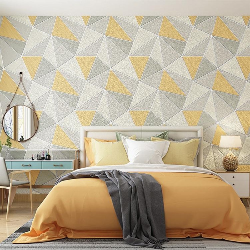 Home Geometric Wallpaper Deerskin Velvet Non-self-adhesive Thickened Wallpaper, Size:53x1000cm(Light Yellow)