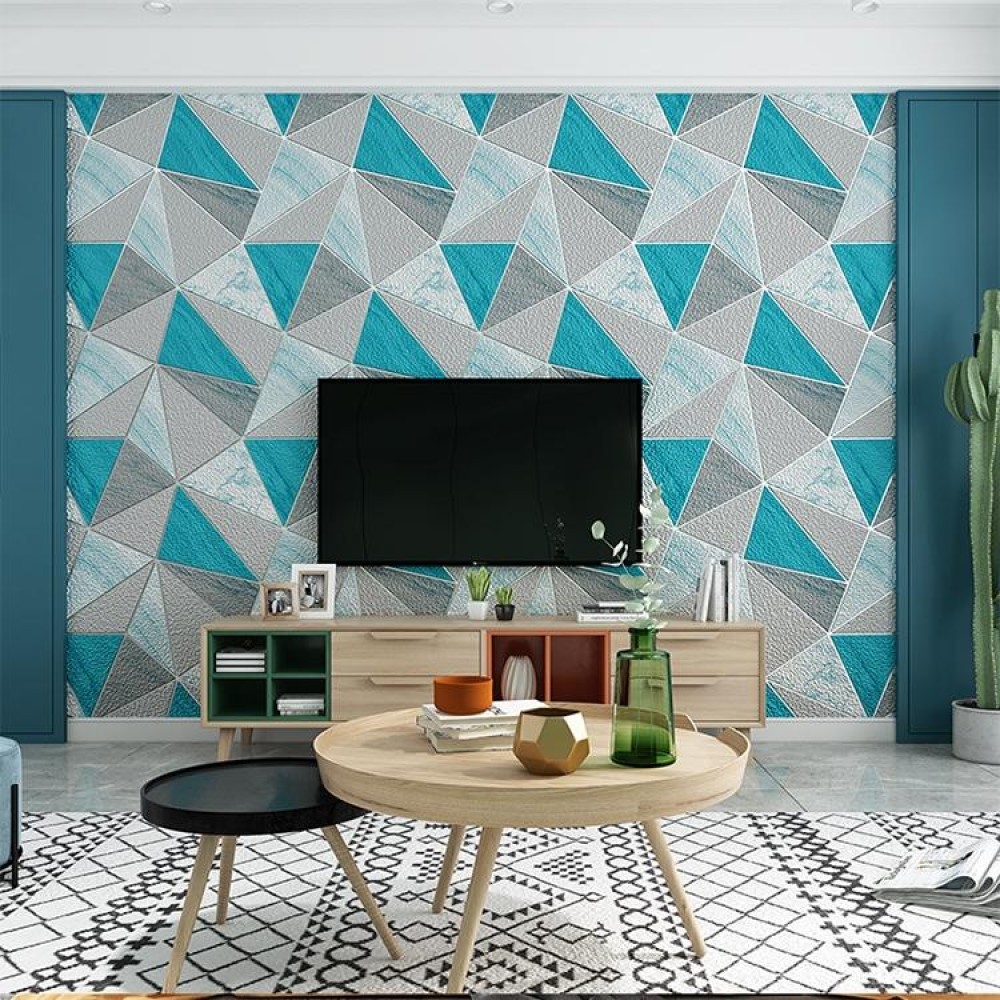 Home Geometric Wallpaper Deerskin Velvet Non-self-adhesive Thickened Wallpaper, Size:53x1000cm(Lake Blue)