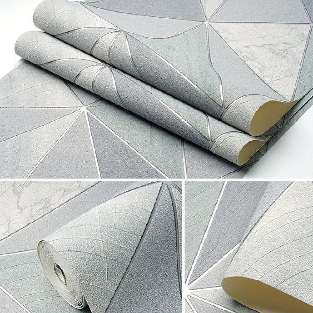 Home Geometric Wallpaper Deerskin Velvet Non-self-adhesive Thickened Wallpaper, Size:53x1000cm(Light Grey)