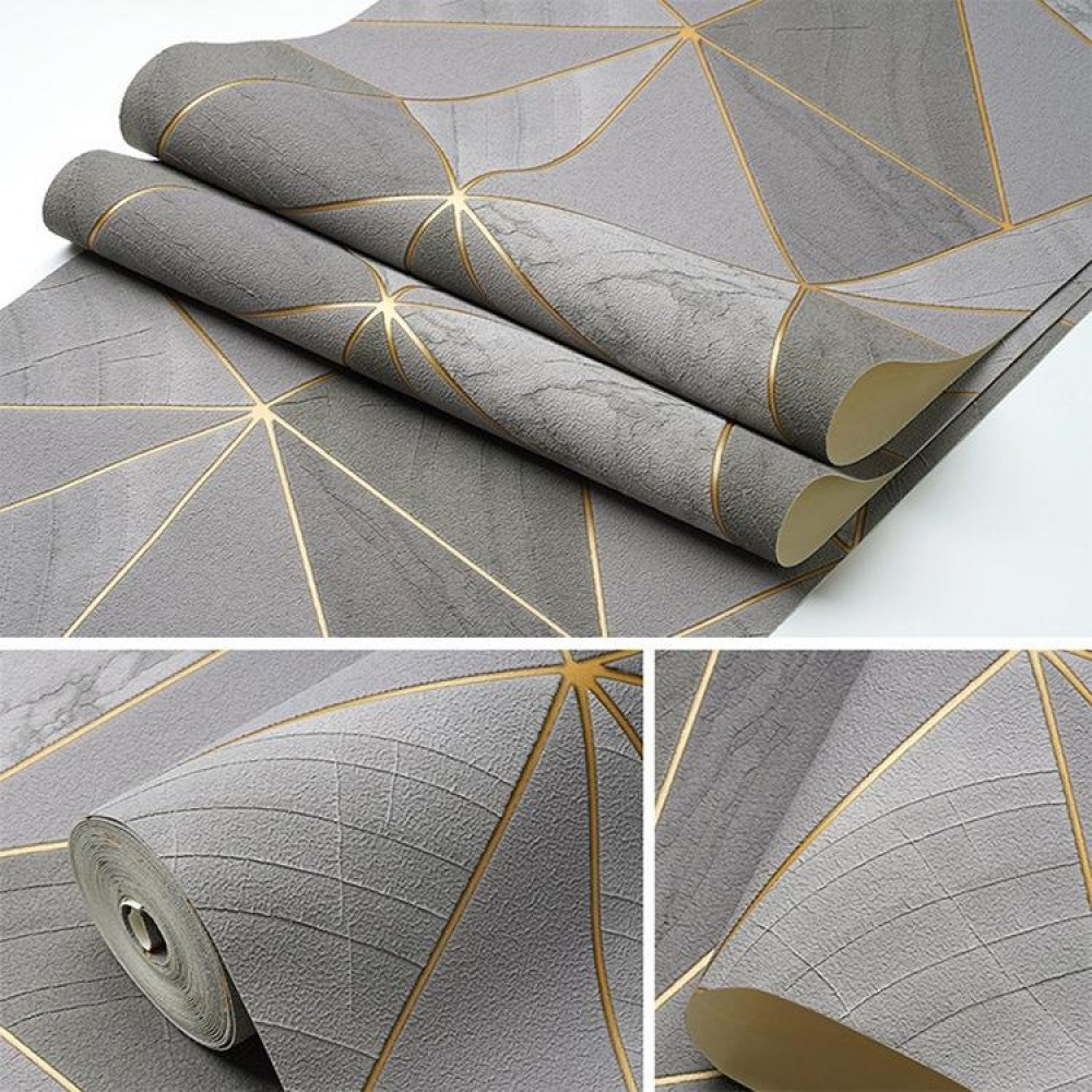 Home Geometric Wallpaper Deerskin Velvet Non-self-adhesive Thickened Wallpaper, Size:53x1000cm(Dark Grey)