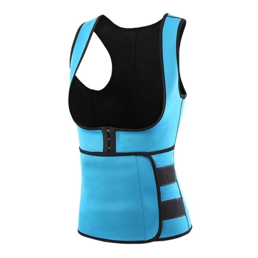 Breasted Shapers Corset Sweat-wicking Waistband Body Shaping Vest, Size:M(Blue)