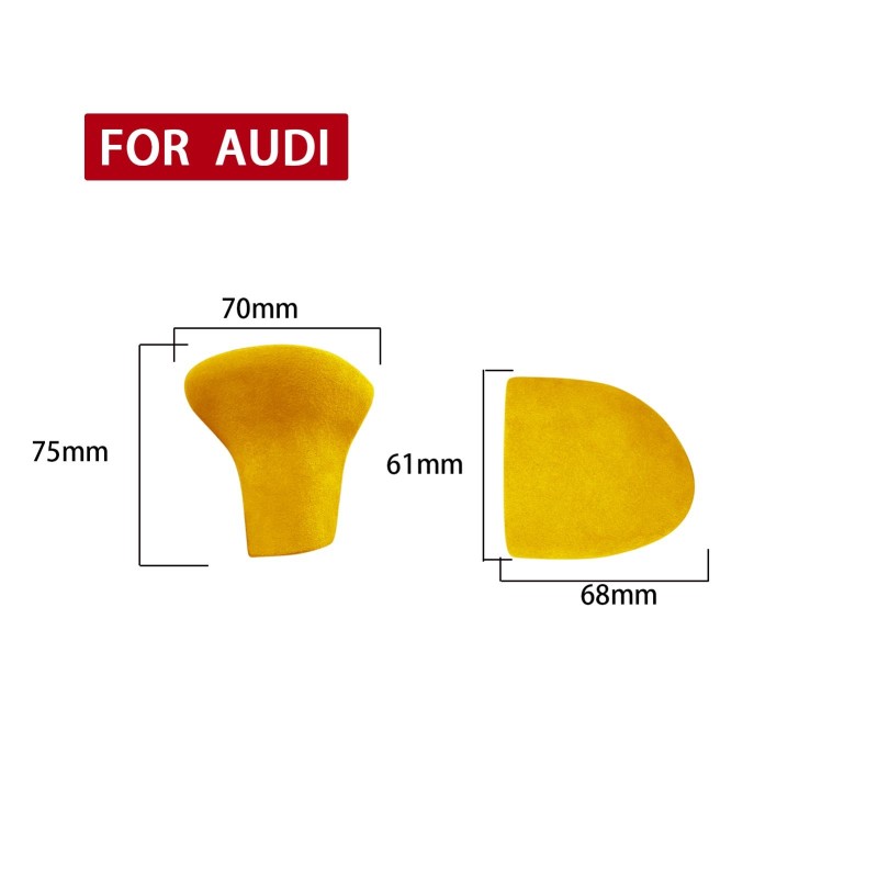 2 PCS / Set Car Suede Shift Knob Handle Cover for Audi A4/A5(2013-2016) &  A6(2009-2015) & Q5(2013-2018), Suitable for Left Driving(Yellow)