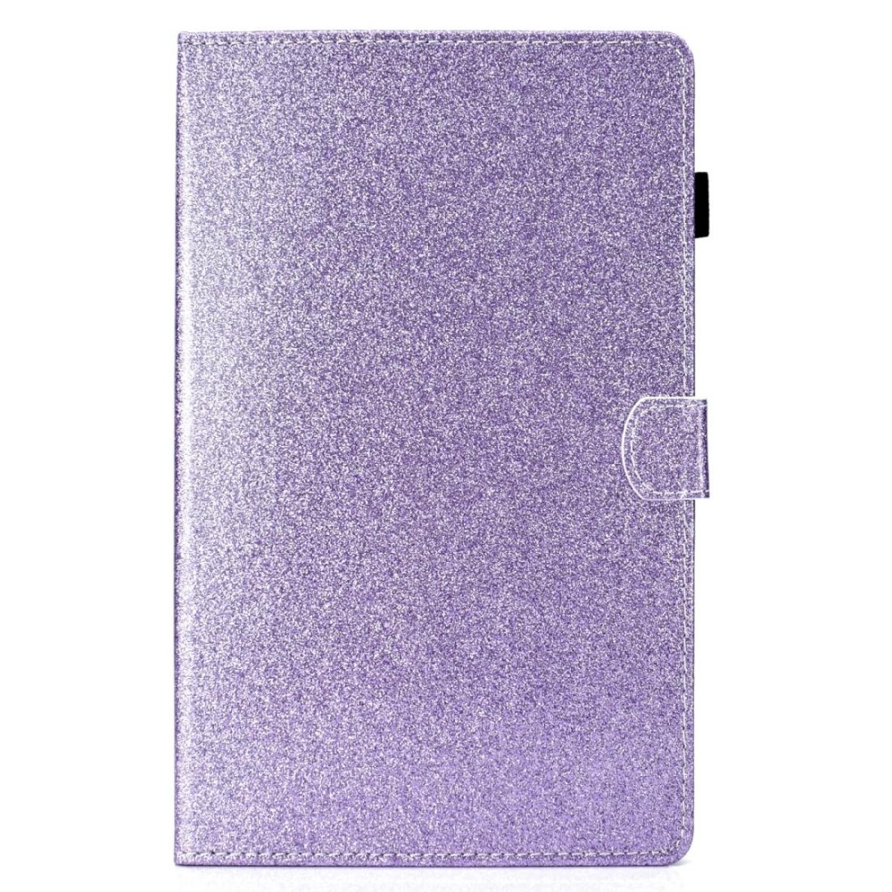 For Galaxy Tab A 10.1 (2016) T580 Varnish Glitter Powder Horizontal Flip Leather Case with Holder & Card Slot(Purple)