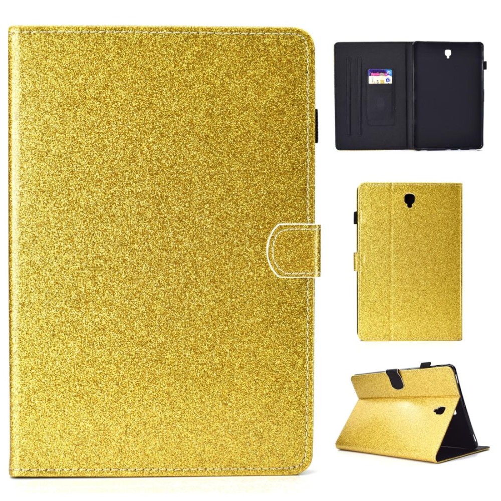 For Galaxy Tab S4 10.5 T830 Varnish Glitter Powder Horizontal Flip Leather Case with Holder & Card Slot(Gold)
