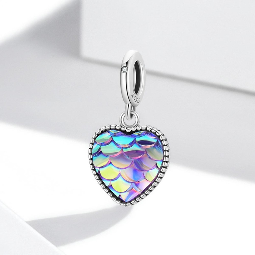 S925 Sterling Silver Fish Scale Heart Pendant DIY Bracelet Necklace Accessories