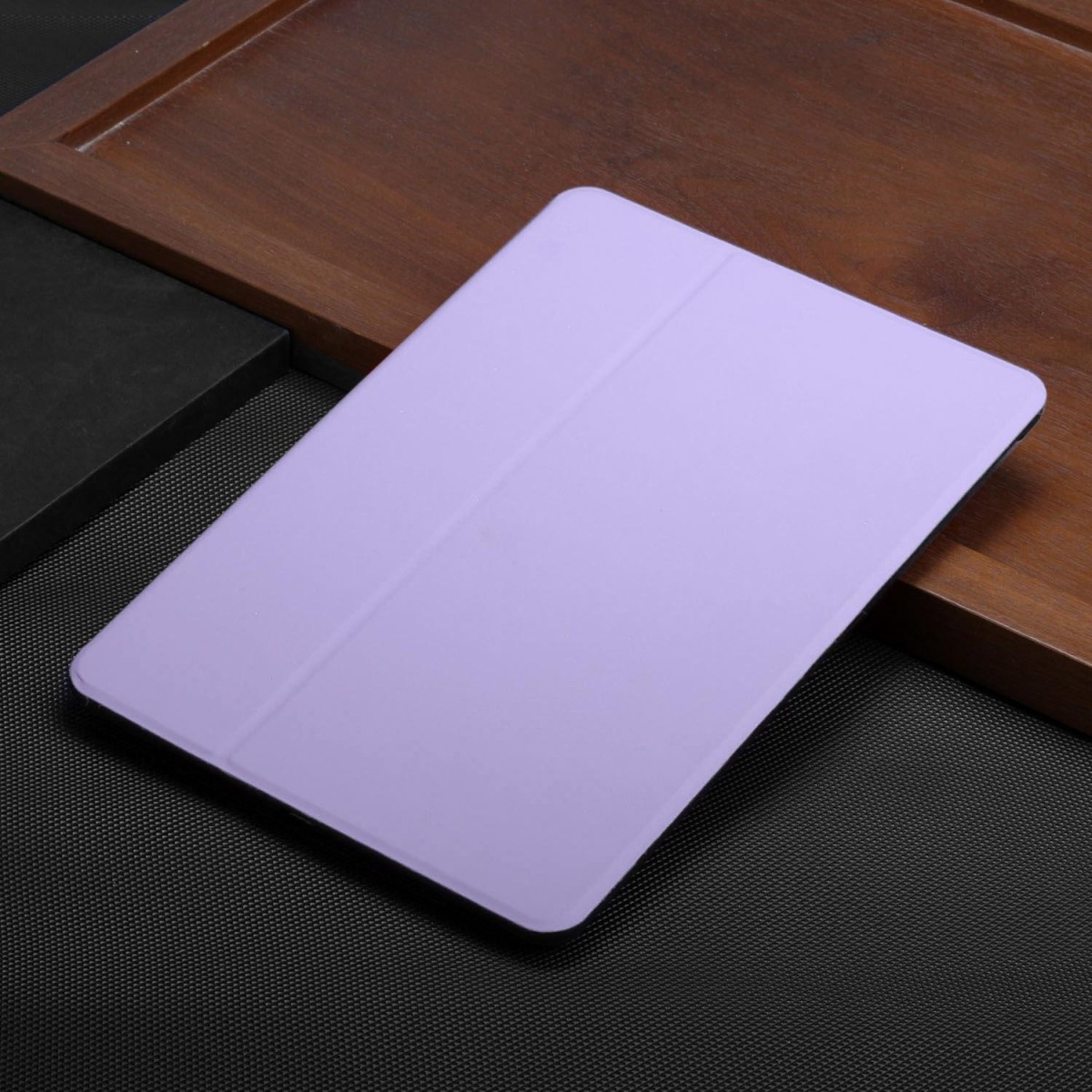 For Samsung Galaxy Tab E 9.6 T560/T561/T565/T567V Dual-Folding Horizontal Flip Tablet Leather Case with Holder (Light Purple)