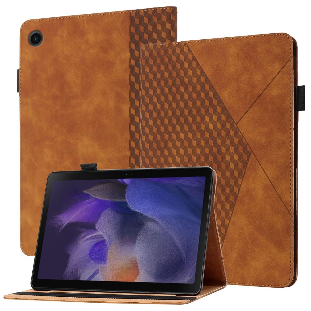 For Samsung Galaxy Tab A8 10.5 2021 X200/X205 Rhombus Skin Feel Horizontal Flip Tablet Leather Case with Card Slots & Holder(Brown)