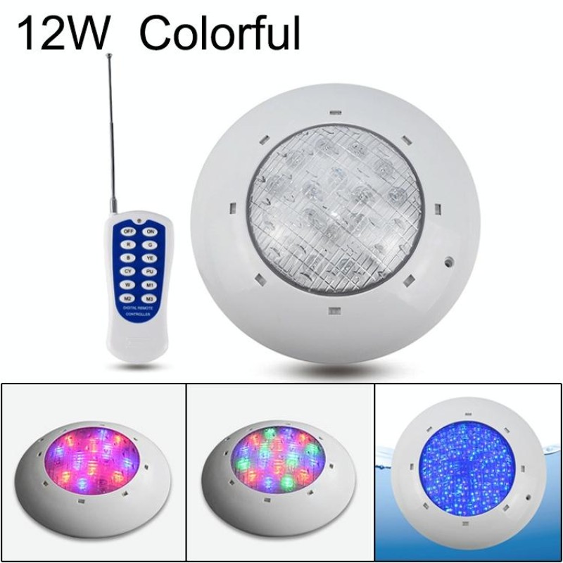 12W ABS Plastic Swimming Pool  Wall Lamp Underwater Light(Colorful+Remote Control)