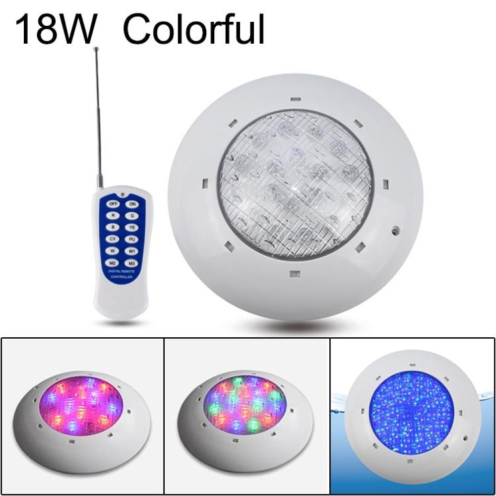 18W ABS Plastic Swimming Pool  Wall Lamp Underwater Light(Colorful+Remote Control)