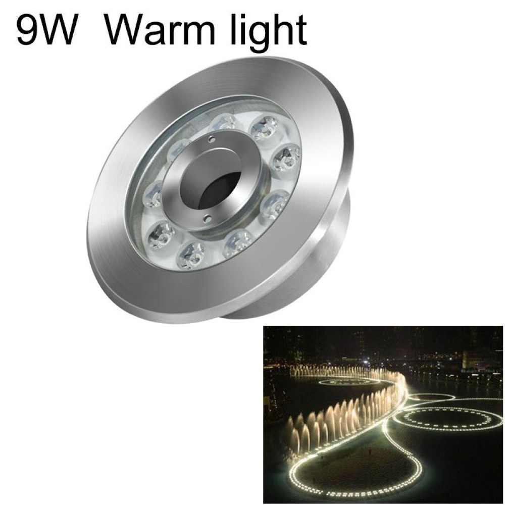 9W Landscape Ring LED Stainless Steel Underwater Fountain Light(Warm Light)