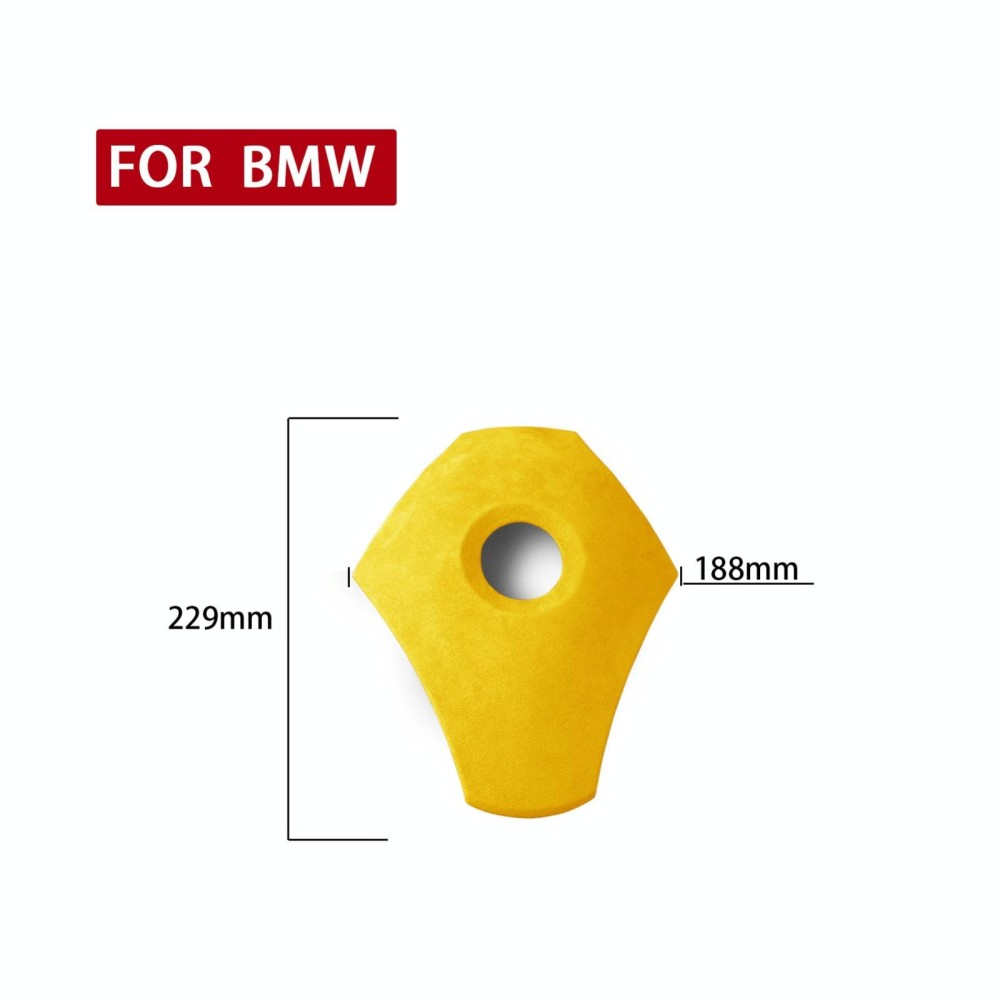 Car Suede Wrap Steering Wheel Decorative Cover for BMW E60 5 Series 2003-2012 Low-level Configuration Version, Left and Right Drive Universal(Yellow)