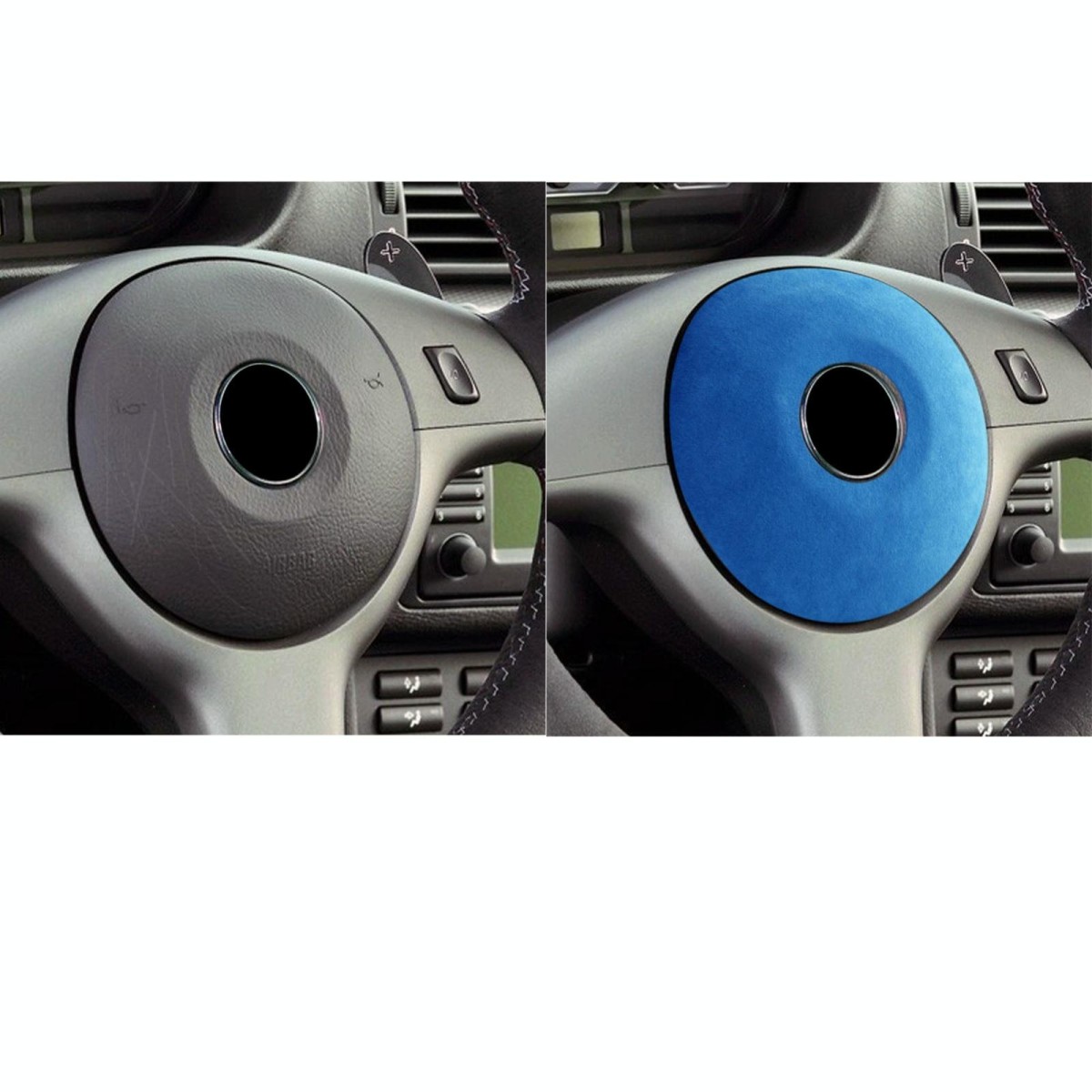 Car Suede Wrap Steering Wheel Decorative Cover for BMW M3 E46 2003-2012 / 3 Series, Left and Right Drive Universal(Sky Blue)