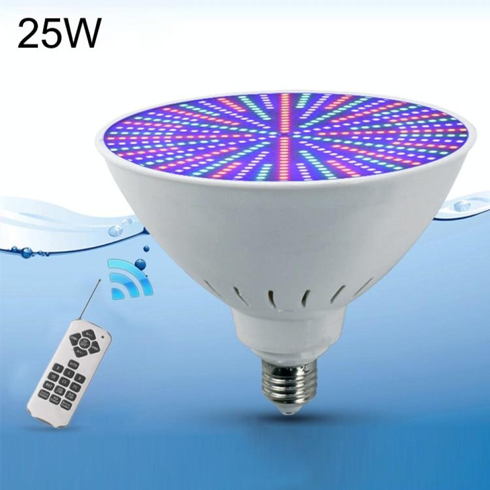ABS Plastic LED Pool Bulb Underwater Light, Light Color:Colorful +18 Button Remote Control(25W)