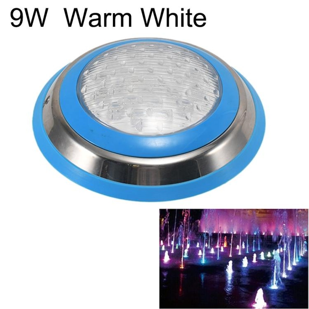 9W LED Stainless Steel Wall-mounted Pool Light Landscape Underwater Light(Warm White Light)